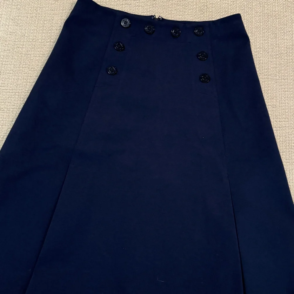 New J Crew Nautical Skirt Navy‎ Blue Ponte A-line size Anchor Buttons 8 - Picture 7 of 9